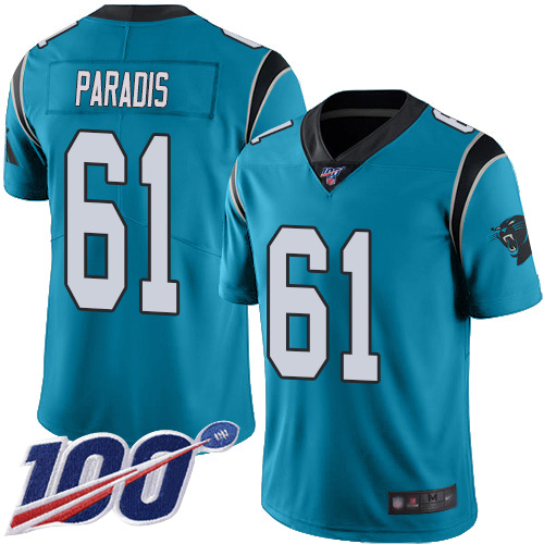 Carolina Panthers Limited Blue Men Matt Paradis Jersey NFL Football 61 100th Season Rush Vapor Untouchable
